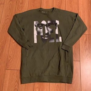 Women’s Olive Green Graphic Sweatshirt Dress